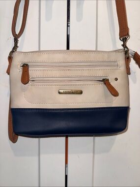 Stone & Co. Cream, Navy & Tan Crossbody Purse